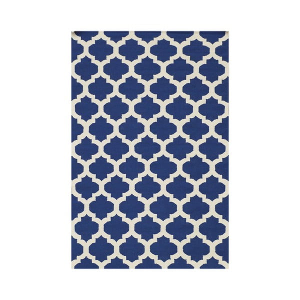 Modrý ručne tkaný koberec Kilim Zircon, 120x180 cm