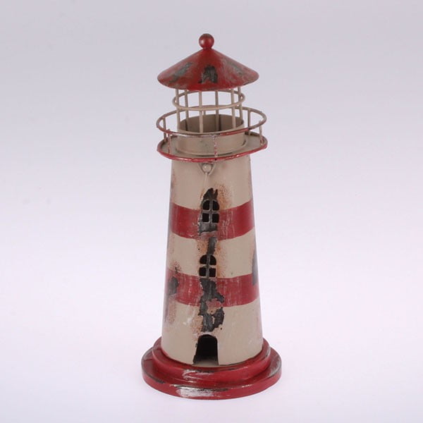 Kovový závesný svietnik Red Stripes Lighthouse, 22 cm