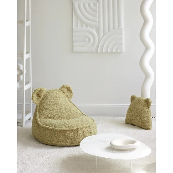 Zelený detský pohovkový vankúš z textílie buklé Bear – Wigiwama-image-3