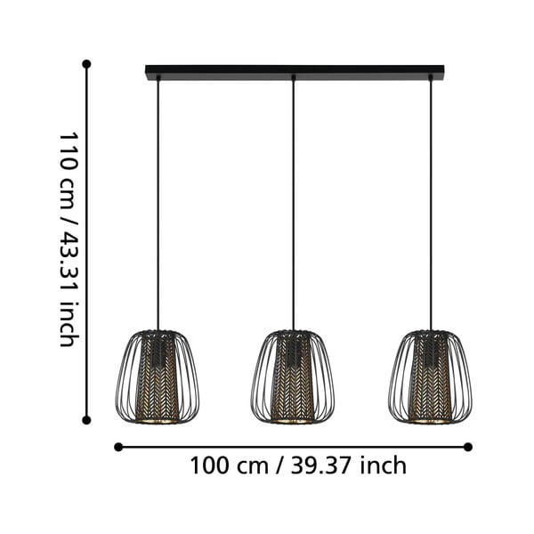 Čierne závesné svietidlo s kovovo-textilným tienidlom CURASAO – EGLO-image-1