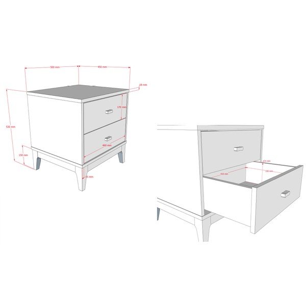 Nočný stolík v dekore orecha v tmavo prírodnej farbe Ilyas – Vipack-image-2