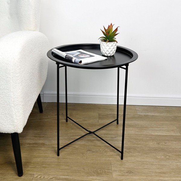 Kovový okrúhly odkladací stolík ø 47 cm Hilmar – Yes Everyday-image-2