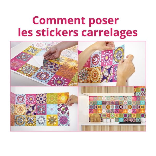 Sada 60 dekoratívnych samolepiek na stenu Ambiance Fernando, 15 × 15 cm-image-3