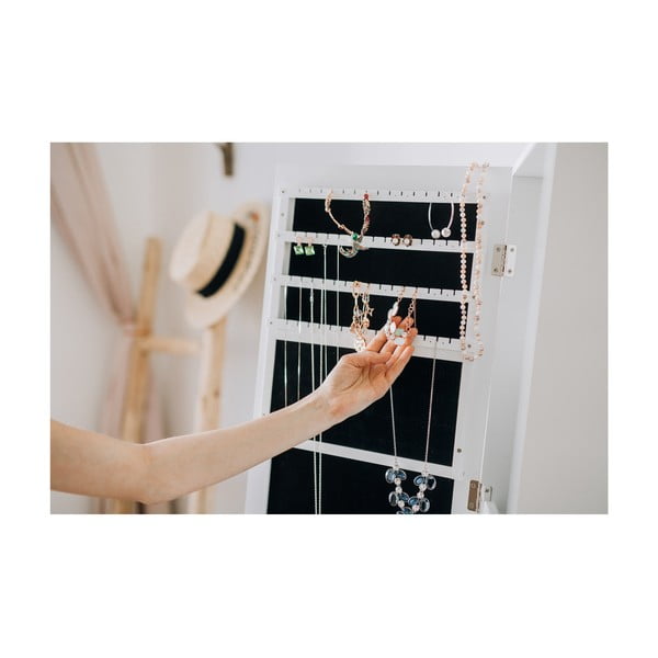 Biela stojacia šperkovnica so zrkadlom a LED podsvietením Bonami Essentials Bien-image-4