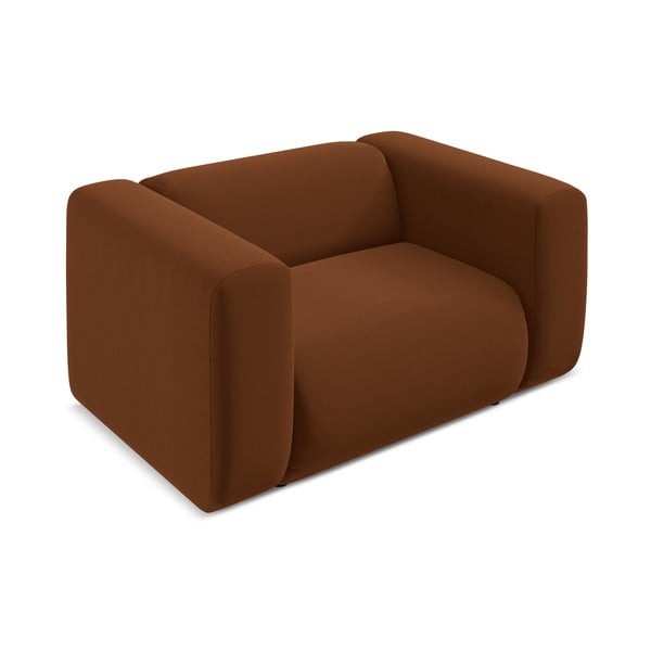 Oranžové/hnedé zamatové kreslo Ekahi – Makamii-image-3