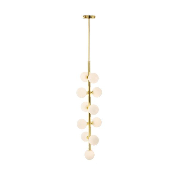 Biele/v zlatej farbe kovové závesné svietidlo so skleneným tienidlom ø 27 cm Trieste – Premier Housewares-image-4