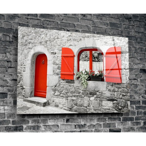Sklenený obraz Insigne Red Door and Window-image-3