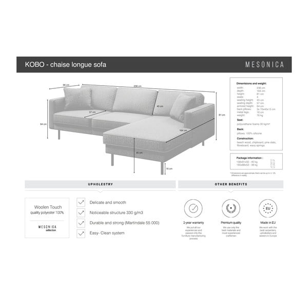 Ílovohnedá rohová pohovka MESONICA Kobo, pravý roh-image-4