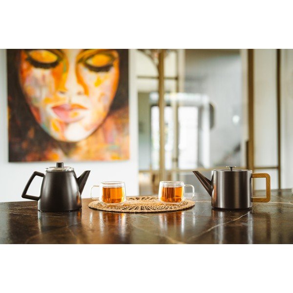 Sivá kanvica na čaj z nehrdzavejúcej ocele so sitkom 1,1 l Duet Narvik – Bredemeijer-image-1