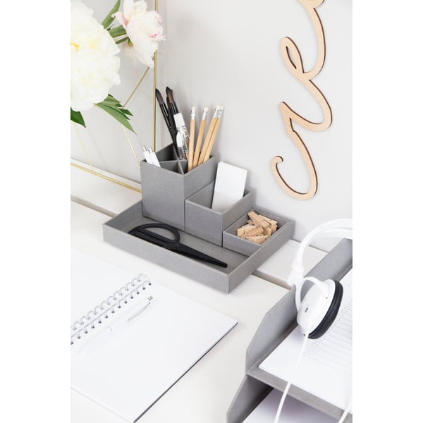 Sivý 4-dielny stolový organizér na písacie pomôcky Bigso Box of Sweden Lena-image-1