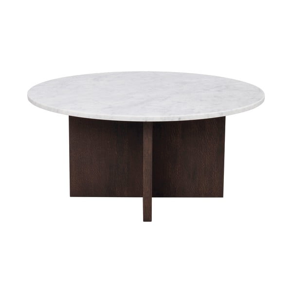 Bielo-hnedý mramorový okrúhly konferenčný stolík 90x90 cm Brooksville - Rowico
