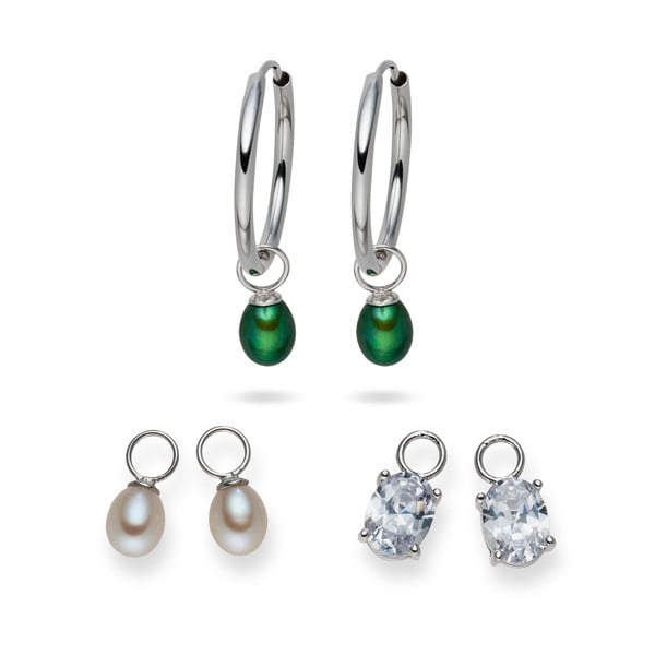 Náušnice Yamato Pearls s vymeniteľnými príveskami Silver Green