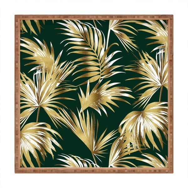 Drevený dekoratívny servírovací podnos Palms, 40 × 40 cm