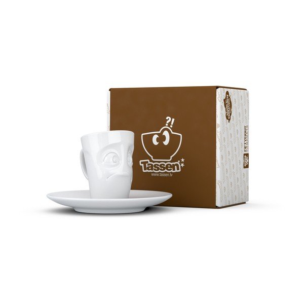 Biela sklamaná porcelánová šálka na espresso s tanierikom 58products, objem 80 ml-image-3