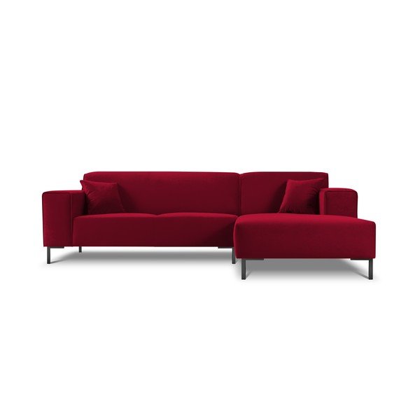 Červená zamatová rohová pohovka Cosmopolitan Design Siena, pravý roh-image-3