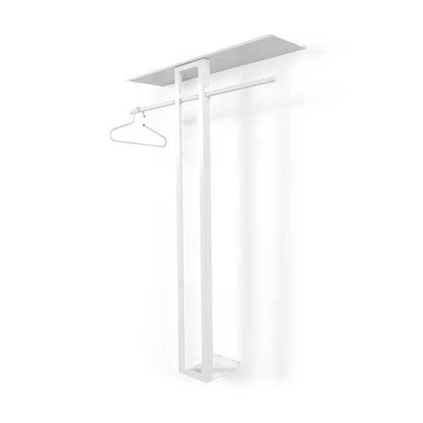 Biely oceľový nástenný vešiak s poličkou 100 cm Luno Large – Spinder Design