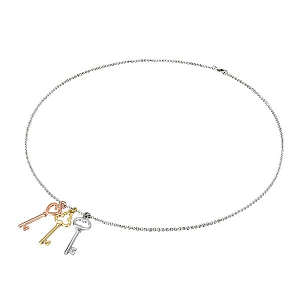 Dámsky náhrdelník s príveskom v striebornej, zlatej a ružovozlatej farbe Tassioni Key
