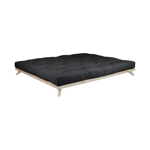 Dvojlôžková posteľ z borovicového dreva s matracom Karup Design Senza Comfort Mat Natural/Black, 160 × 200 cm