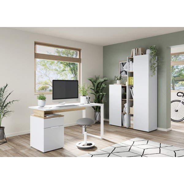 Pracovný stôl s bielou doskou 61x140 cm Hasselt – Germania-image-1