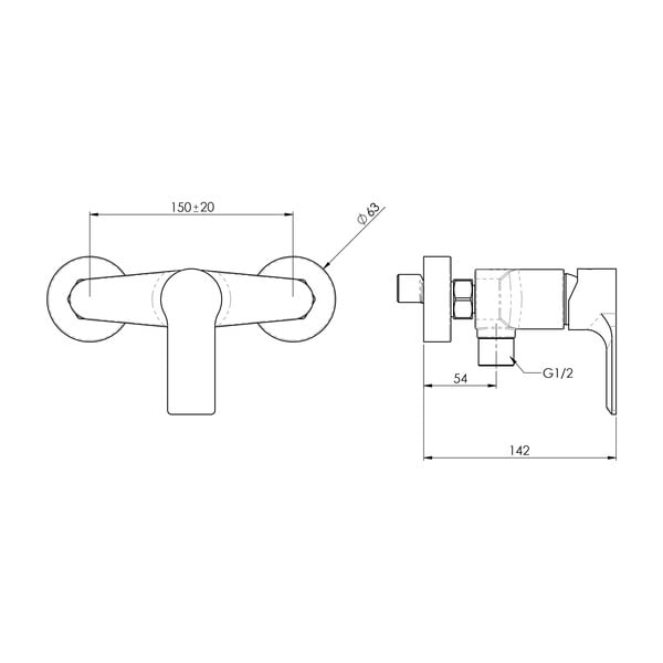 Nástenná sprchová batéria v lesklej striebornej farbe (1 výstup) Pax – Sapho-image-2