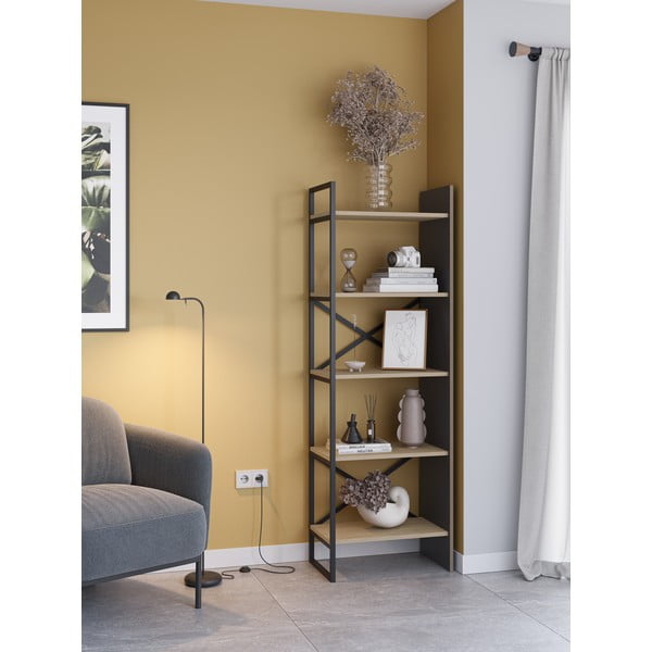 Knižnica v dekore duba v prírodnej farbe 58x175 cm Ara – Marckeric-image-1