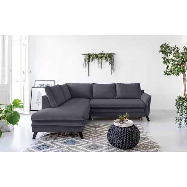 Antracitovosivá rozkladacia rohová pohovka Miuform Charming Charlie L, ľavý roh-image-1