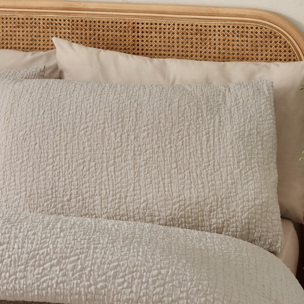 Svetlohnedé krepové obliečky na dvojlôžko/predĺžené 230x220 cm Crinkle Seersucker – Catherine Lansfield-image-2