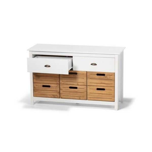 Biela borovicová komoda s 8 zásuvkami Bonami Essentials Ibiza-image-3
