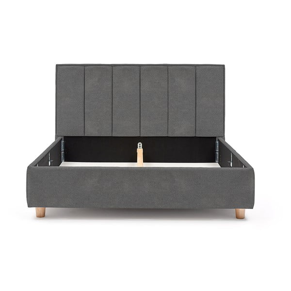 Svetlosivá dvojlôžková posteľ s roštom a úložným priestorom PreSpánok Wega, 160 x 200 cm-image-3