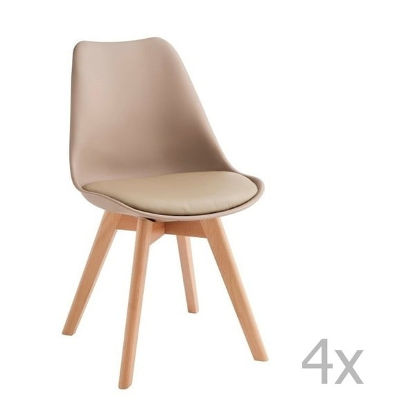 Sada 4 béžových stoličiek Design Twist Tom