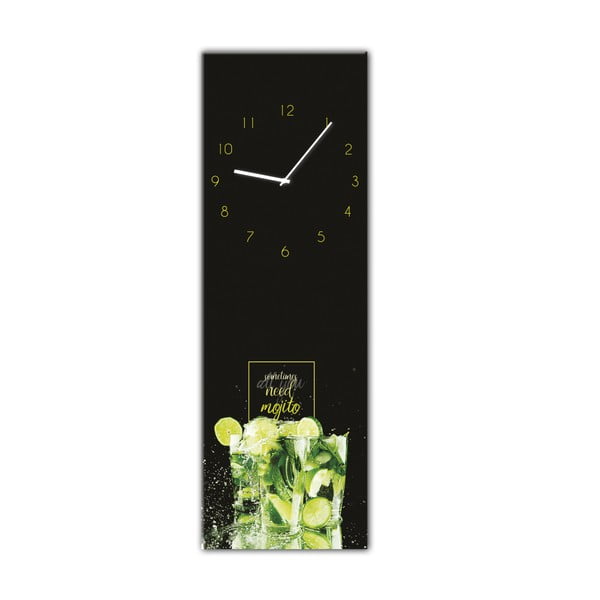 Nástenné hodiny Styler Glassclock Mojito, 20 × 60 cm