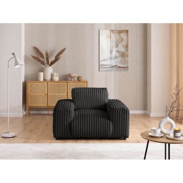 Tmavosivé menčestrové kreslo Justin – Ropez-image-1