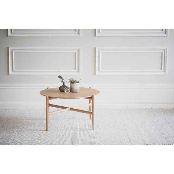 Prírodný odkladací stolík z dubového dreva Rowico Holton, ø 80 cm-image-1