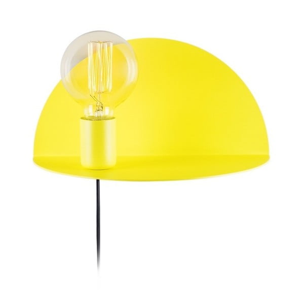 Žltá nástenná lampa s poličkou Shelfie, výška 15 cm