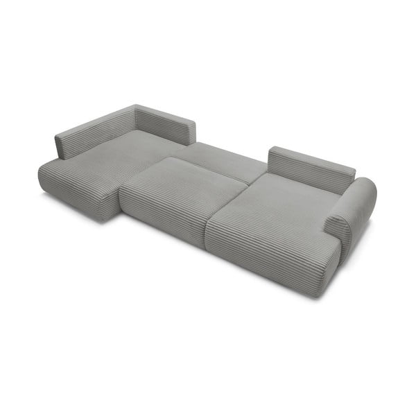 Tmavosivá menčestrová rozkladacia/s úložným priestorom rohová pohovka (ľavý roh/do tvaru "U") Lucien – Bobochic Paris-image-4