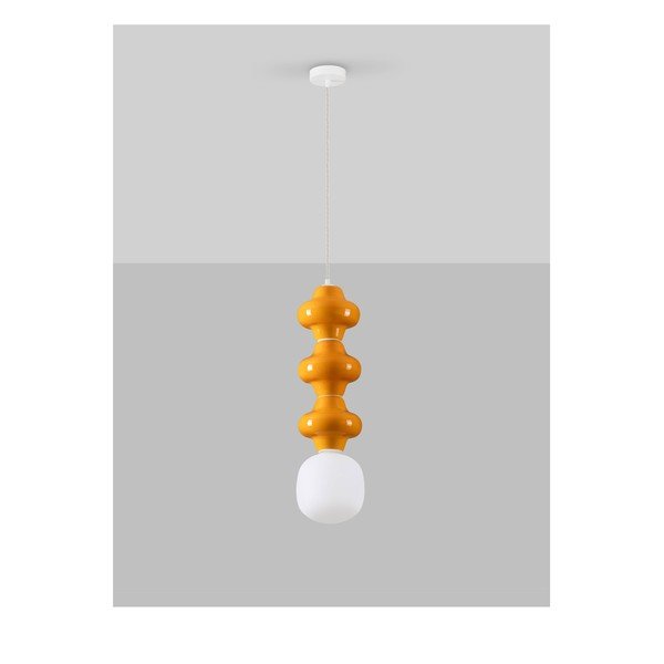 Biele/oranžové keramické závesné svietidlo so skleneným tienidlom ø 18 cm Clio – Nova Luce-image-2