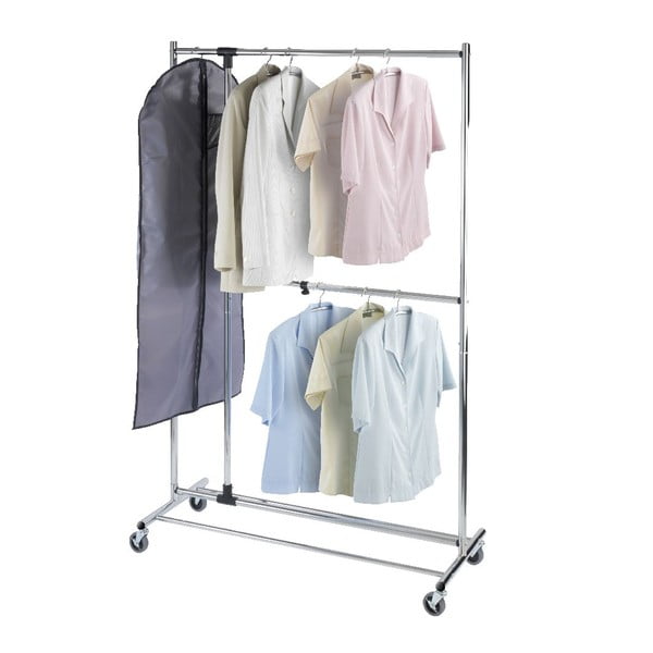 Sivý kovový teleskopický pojazdný stojan na oblečenie Profissimo – Wenko-image-1