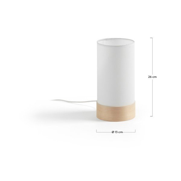 Biela/v prírodnej farbe stolová lampa z bukového dreva s textilným tienidlom (výška 26 cm) Slat – Kave Home-image-4