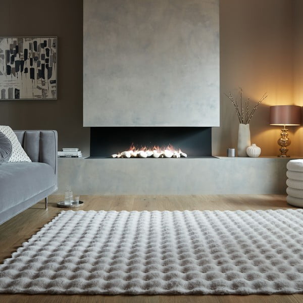 Svetlosivá syntetická kožušina 80x150 cm Waffle Faux Fur – Flair Rugs-image-1