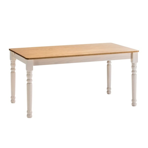 Biely jedálenský stôl z masívneho borovicového dreva Marckeric Iryna, 150 × 85 cm