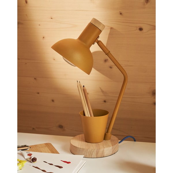Stolová lampa v horčicovej farbe s kovovým tienidlom (výška 37 cm) Katia – Kave Home-image-1