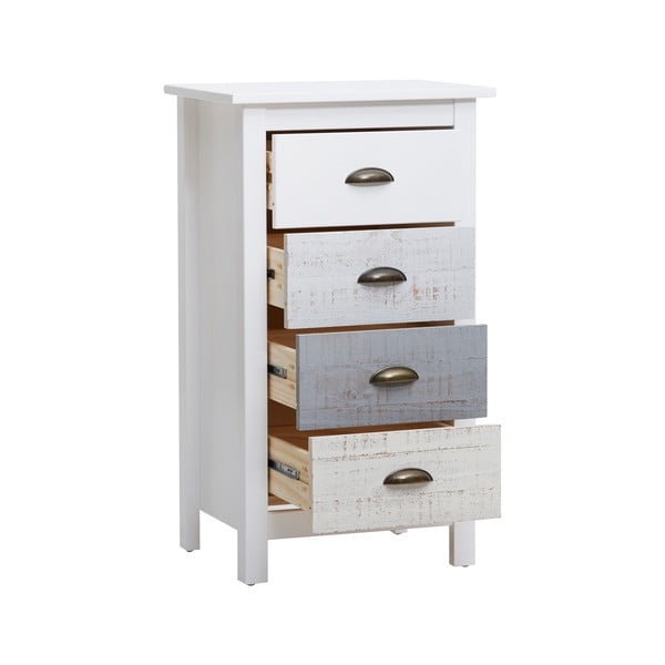 Vysoká bielo-sivá komoda so 4 zásuvkami Marckeric Romantica, 46 × 80 cm-image-4