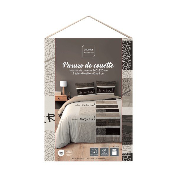 Hnedé 3-dielne bavlnené obliečky na dvojlôžko/predĺžené 240x220 cm So Natural – douceur d'intérieur-image-2