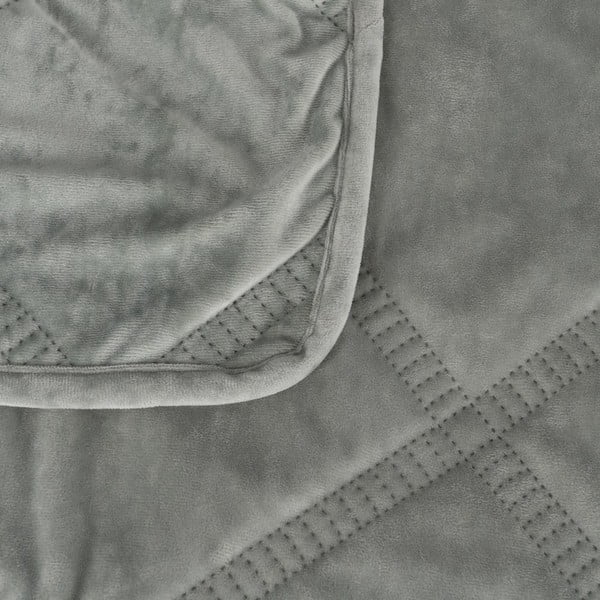 Sivozelený zamatový prešívaný pléd 180x260 cm – Ixia-image-1