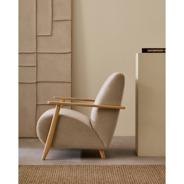 Béžové/krémové ženilkové kreslo Meghan – Kave Home-image-2