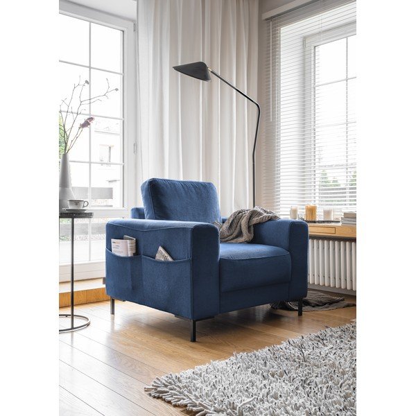 Tmavomodré menčestrové kreslo Lofty Lilly – Miuform-image-2