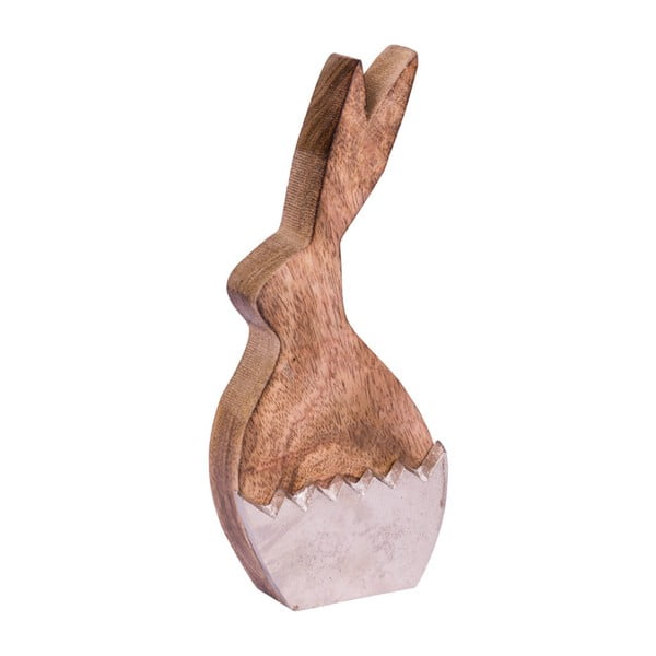 Stredná dekorácia z dreva a niklu s motívom zajaca vo vajíčku Ego Dekor, 8 × 19,5 cm