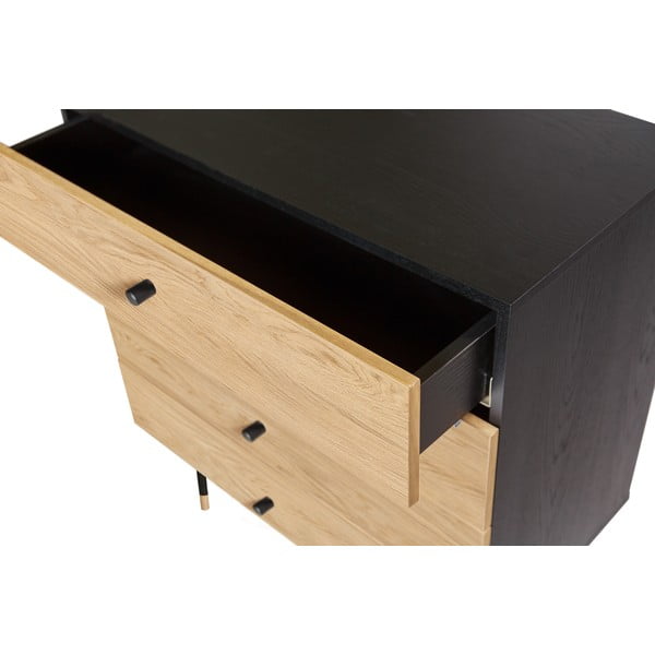 Vysoká komoda v dekore duba v čiernej a prírodnej farbe 80x87 cm Jugend – Woodman-image-4