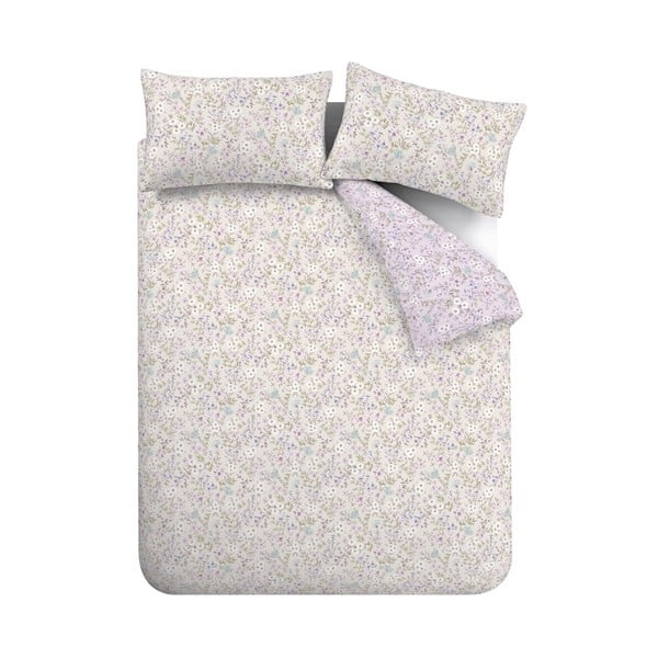 Bavlnené obliečky na jednolôžko v levanduľovej a béžovej farbe 135x200 cm Ditsy Floral – Bianca