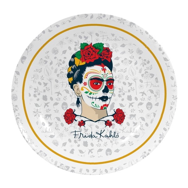 Nástenný dekoratívny keramický tanier Madre Selva Frida Sugar Skull